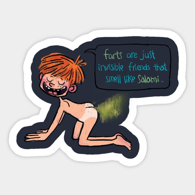 Farting Kid Sticker by abzhakim